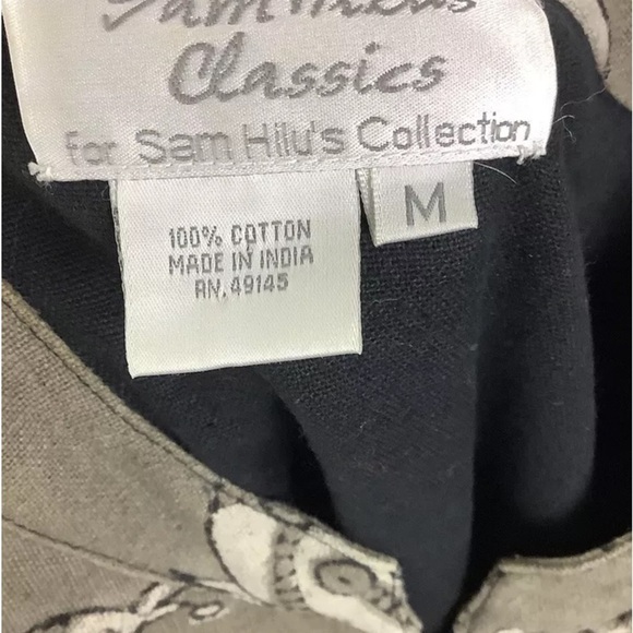 Sam Hilu Sz M Wearable Art Fish Print Jacket Brown 100% Cotton Button Front - Picture 7 of 7